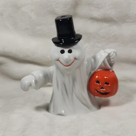 Silvestre, Celebrations, Halloween Vintage Ghost w Jack O lantern,Knick Knack - Picture 1 of 4